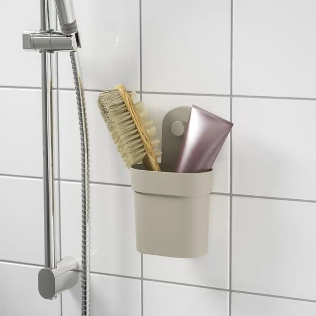 Bild 2 von ÖBONÄS Behälter mit Saugnapf, graubeige