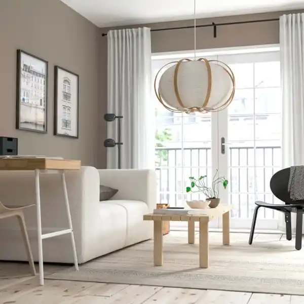 Bild 2 von TAGGTOFS Hängeleuchtenschirm, weiß/Bambus, 67 cm