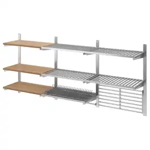 KUNGSFORS Aufhsch+Bod/Abtrgest/Wandgi/Stange, Edelstahl/Esche