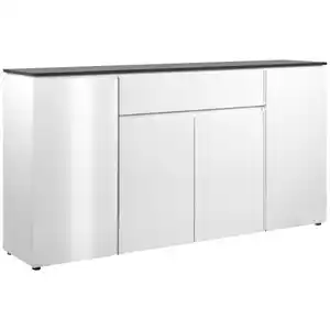 Livetastic Sideboard, Weiß Hochglanz, Kunststoff, 3 Fächer, 1 Schubladen, 177.5x92x40 cm, Wohnzimmer, Kommoden & Sideboards, Sideboards