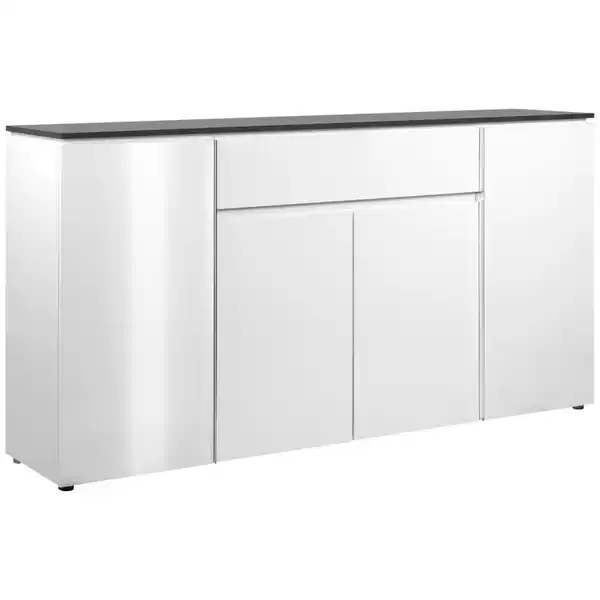 Bild 1 von Livetastic Sideboard, Weiß Hochglanz, Kunststoff, 3 Fächer, 1 Schubladen, 177.5x92x40 cm, Wohnzimmer, Kommoden & Sideboards, Sideboards