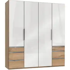 Mid.you Drehtürenschrank Wimex Level 36C, Weiß, Eiche, Metall, 2 Fächer, 6 Schubladen, 200x216x58 cm, BQ - Bündnis für Qualität, Made in Germany, DIN EN ISO 9001,  umfangreiches Zubehör erhäl