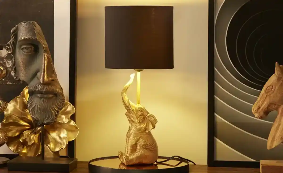 Bild 1 von KHG Tischleuchte, 1-flammig, goldfarben `Elefant´