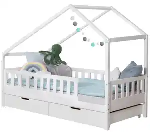 Hausbett Lou ca. 90x200 cm Holz Weiß, Weiß