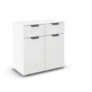 Carryhome Kommode, Weiß, Holzwerkstoff, 1 Fächer, 2 Schubladen, 80x81x42 cm, Blauer Engel, Goldenes M, Made in Germany, in verschiedenen Holzdekoren erhältlich, Garderobe, Garderoben Kommoden