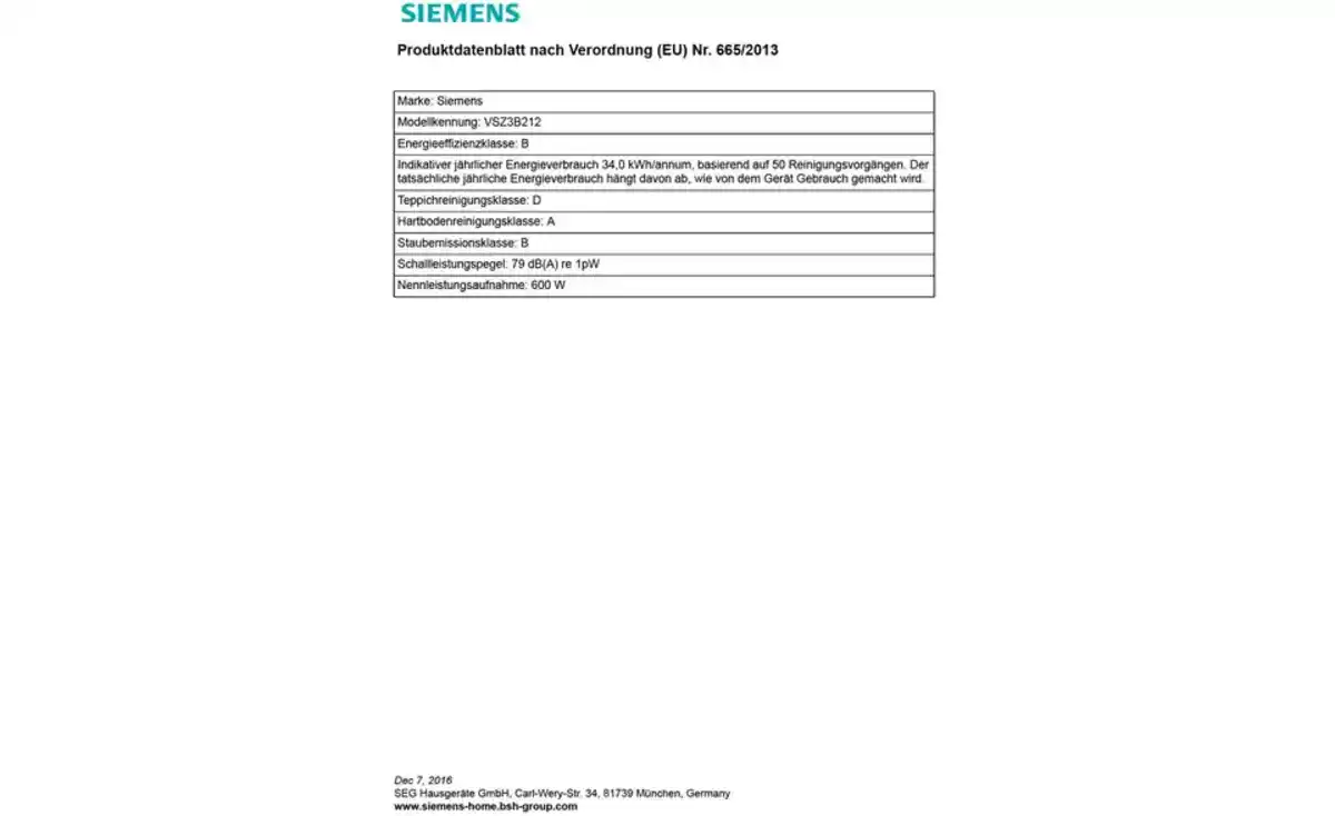 Bild 2 von SIEMENS Bodenstaubsauger VSZ3B212