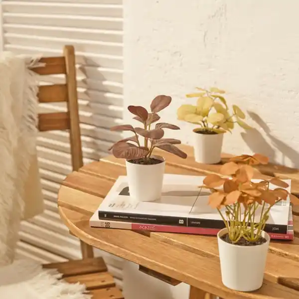 Bild 4 von FEJKA Topfpflanze, künstl/+Topf 3er-Set, drinnen/draußen Blätter, 6 cm