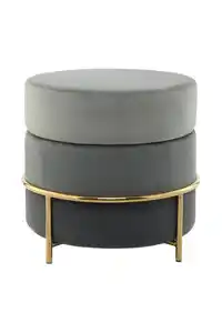 HOCKER Hocker mit Samt-Bezug in Grau, Grau, Goldfarben