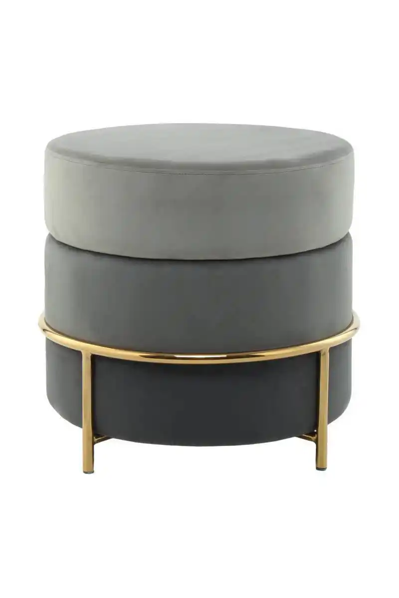 Bild 1 von HOCKER Hocker mit Samt-Bezug in Grau, Grau, Goldfarben