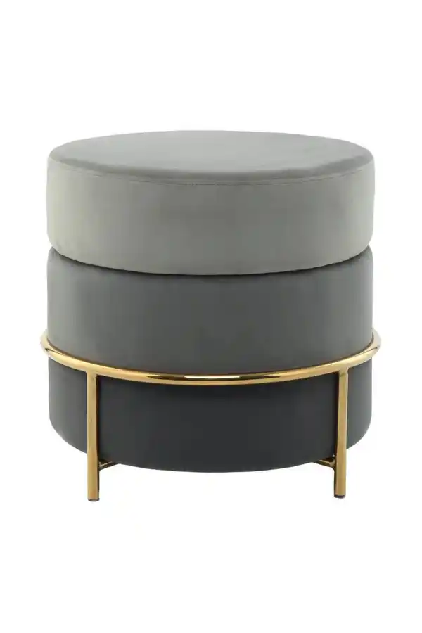 Bild 1 von HOCKER Hocker mit Samt-Bezug in Grau, Grau, Goldfarben