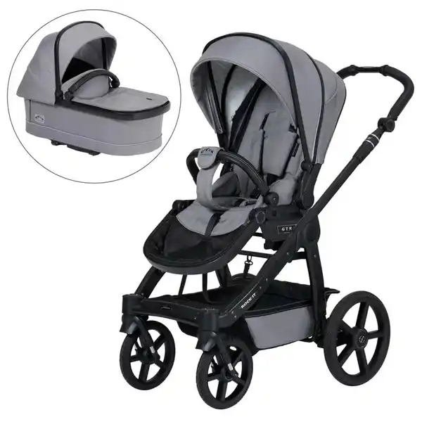 Bild 1 von Hartan Kinderwagenset Rock IT Outdoor, Grau, Textil, 3-teilig, 58x120x102 cm, EN 1888, UV 50+, AZO-frei, Made in Germany, Feststellbremse, Fußstütze abklappbar, Federung, kugelgelagerte Räder, 5-P
