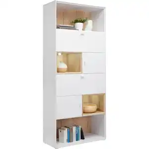 Hom`in Regal, Weiß, Eiche, Metall, 90x213x40 cm, Beimöbel erhältlich, Wohnzimmer, Regale, Bücherregale