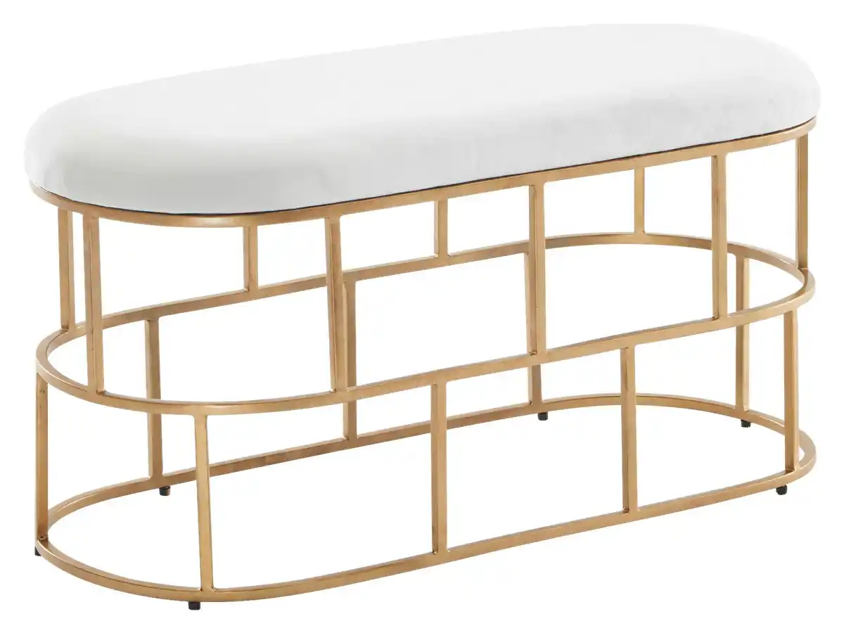 Bild 1 von Sitzbank Wohnling ca.90x46x38cm Textil,Weiß, Weiß, Goldfarben