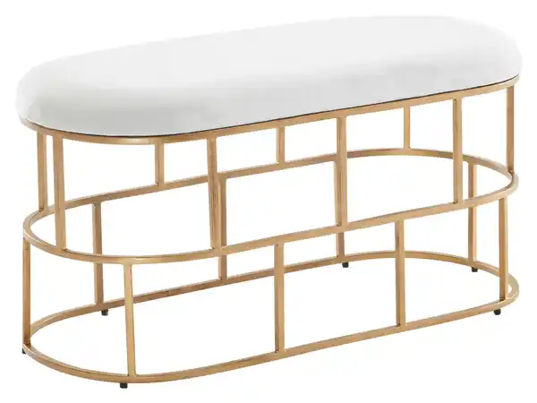 Bild 1 von Sitzbank Wohnling ca.90x46x38cm Textil,Weiß, Weiß, Goldfarben