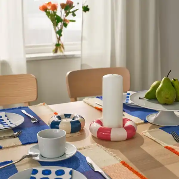 Bild 3 von TRÄDSTAM Blockkerzenhalter, dunkelrosa/weiß, 4 cm