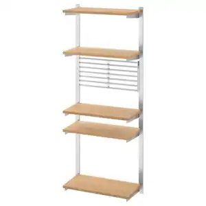 KUNGSFORS Aufhängeschiene + Boden/Wandgitter, Edelstahl/Bambus