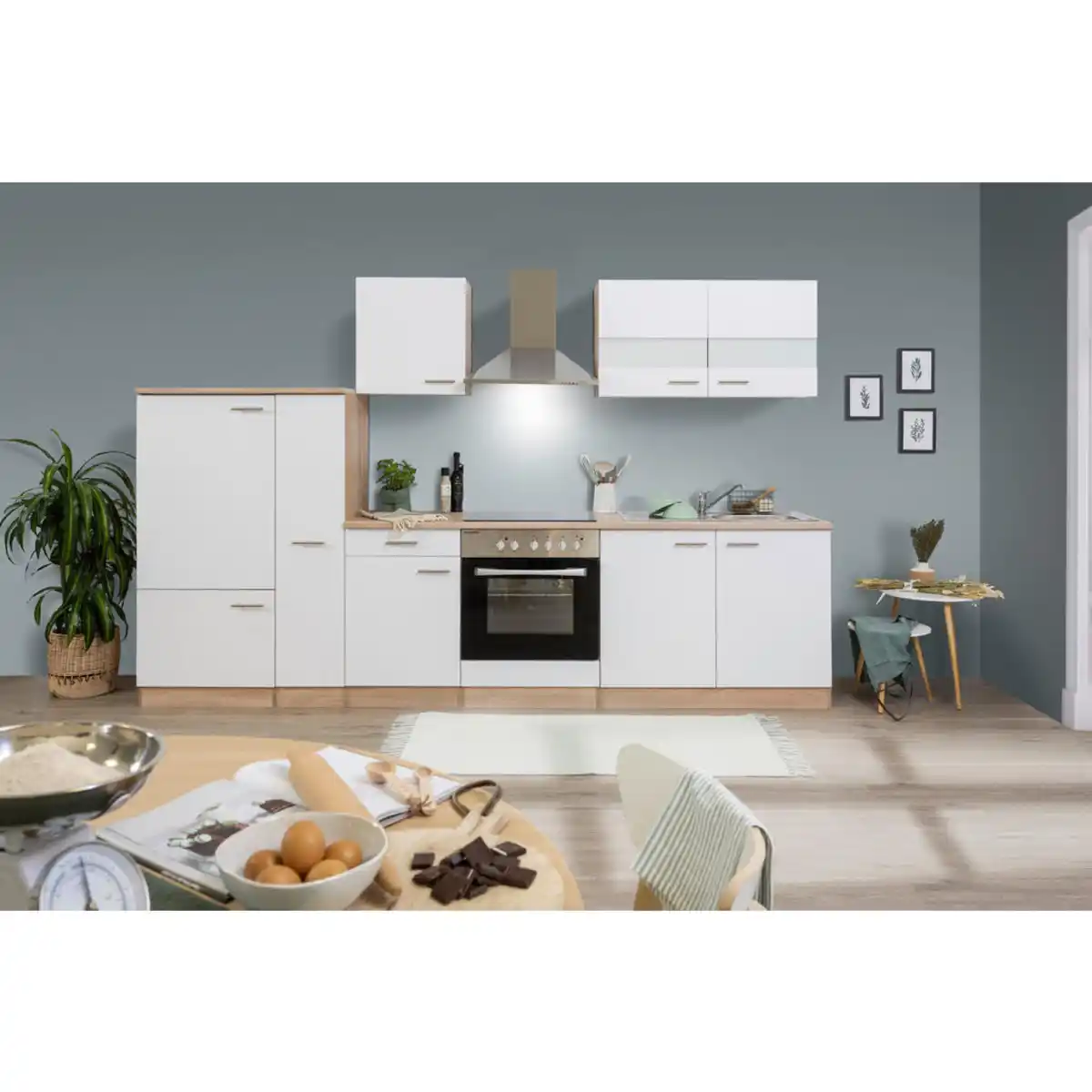 Bild 1 von Respekta Küchenleerblock Merle, Weiß, Eiche, Metall, 1 Schubladen, links montierbar, rechts montierbar, nur wie online abgebildet bestellbar, 300 cm, Korpusauswahl, Frontauswahl, links aufbaubar, r