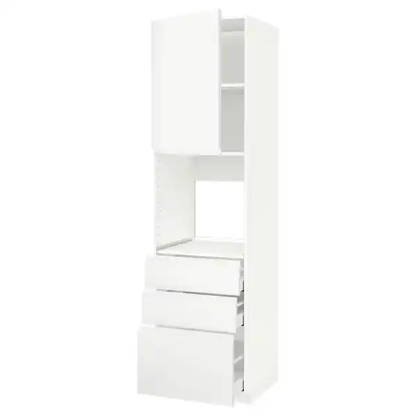 Bild 1 von METOD / MAXIMERA Hochschr f Of+Tü/3 Sch, weiß/Voxtorp matt weiß, 60x60x220 cm