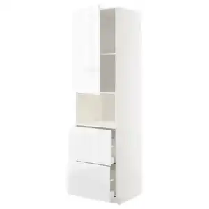 METOD / MAXIMERA HS f Mikro m Tür/2 Sch, weiß/Voxtorp Hochglanz/weiß, 60x60x220 cm