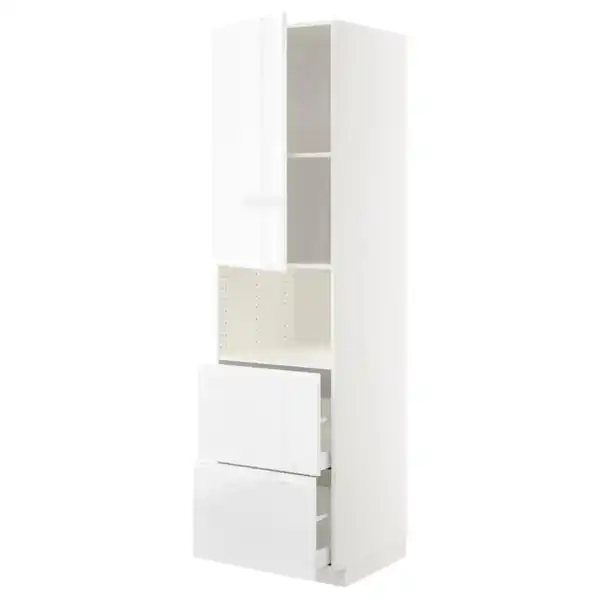 Bild 1 von METOD / MAXIMERA HS f Mikro m Tür/2 Sch, weiß/Voxtorp Hochglanz/weiß, 60x60x220 cm