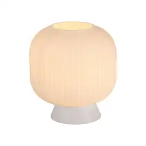 Schöner Wohnen Led-Tischleuchte SW Nami, Weiß, Metall, Kunststoff, Glas, 20x22x20 cm, Schutzklasse II (Schutzisoliert), Lampen & Leuchten, Innenbeleuchtung, Tischlampen