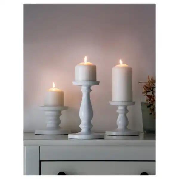 Bild 2 von ERSÄTTA Blockkerzenhalter, weiß, 21 cm