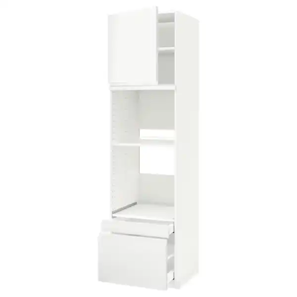 Bild 1 von METOD / MAXIMERA Hs f Ofen/Kombiof m Tür/2 Schubl, weiß/Voxtorp matt weiß, 60x60x220 cm