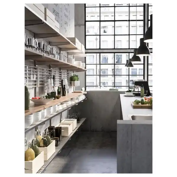 Bild 2 von KUNGSFORS Aufhängeschiene + Boden/Wandgitter, Edelstahl/Esche