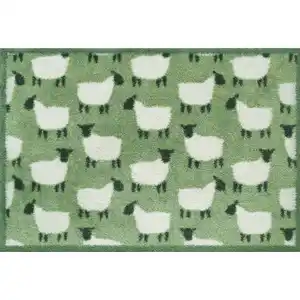 wash+dry FUßMATTE Flock green, Grün, Textil, Schaf, rechteckig, 60x85 cm, Oeko-Tex® Standard 100, Teppiche & Böden, Fuß & Stufenmatten, Fußmatten und Schmutzfangmatten