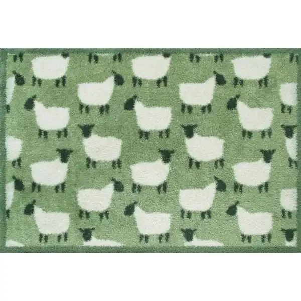 Bild 1 von wash+dry FUßMATTE Flock green, Grün, Textil, Schaf, rechteckig, 60x85 cm, Oeko-Tex® Standard 100, Teppiche & Böden, Fuß & Stufenmatten, Fußmatten und Schmutzfangmatten
