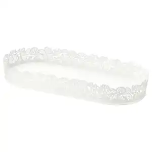 SAMVERKA Kerzen-/Dekoschale, oval weiß, 35x15 cm