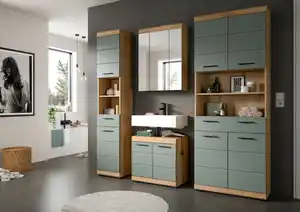 Badezimmer Scout 4-tlg. ca. 191 cm Salbeigrün, Eiche Artisan