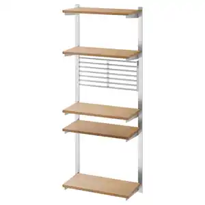KUNGSFORS Aufhängeschiene + Boden/Wandgitter, Edelstahl/Esche
