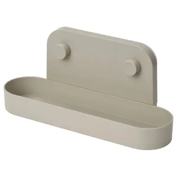 Bild 1 von ÖBONÄS Wandregal mit Saugnapf, graubeige, 28 cm