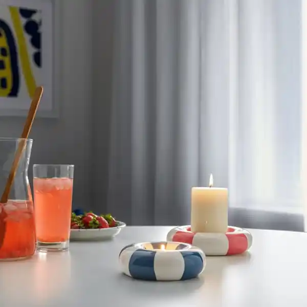 Bild 3 von TRÄDSTAM Teelichthalter, dunkelblau/weiß, 4 cm