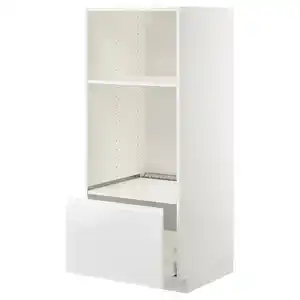 METOD / MAXIMERA HS f Ofen/Mikro mit Schubl, weiß/Voxtorp Hochglanz/weiß, 60x60x140 cm