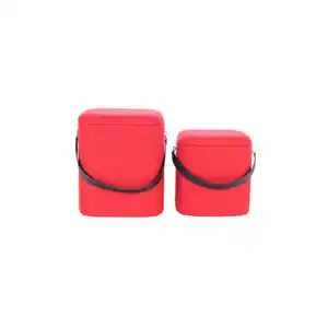 Kayoom Hockerset, Rot, Schwarz, Kunststoff, Textil, Wohnzimmer, Hocker, Sitzhocker