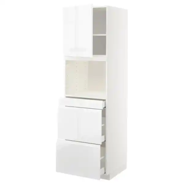 Bild 1 von METOD / MAXIMERA HS f Kombimikro m Tür/3 Schub, weiß/Voxtorp Hochglanz/weiß, 60x60x200 cm