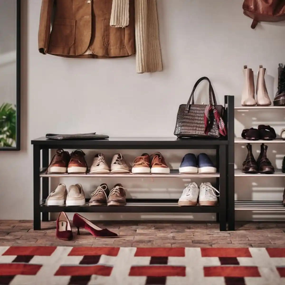 Bild 3 von TJUSIG Bank mit Schuhablage, schwarz, 108x34x50 cm