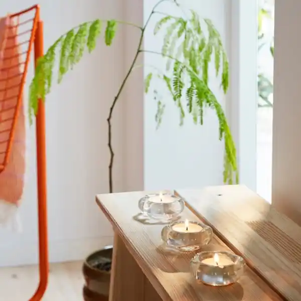 Bild 2 von BLADFÅGEL Teelichthalter, Klarglas, 3 cm