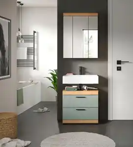 Badezimmer Scout 2-tlg. ca. 60 cm Salbeigrün, Salbeigrün, Eiche Artisan