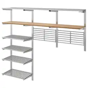 KUNGSFORS Aufhängeschiene, Böden+Wandgitter, Edelstahl/Esche
