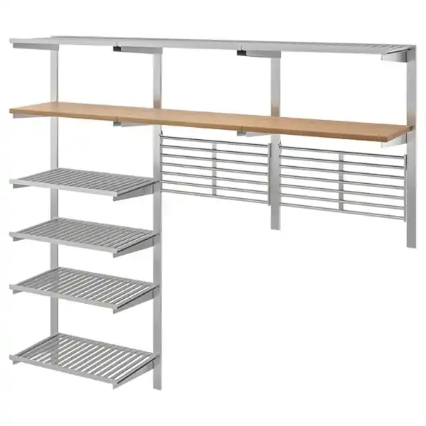 Bild 1 von KUNGSFORS Aufhängeschiene, Böden+Wandgitter, Edelstahl/Esche