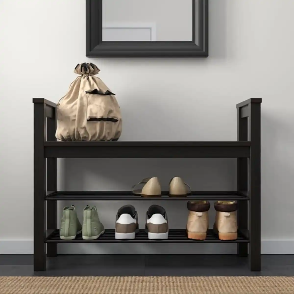 Bild 3 von HEMNES Bank mit Schuhablage, schwarzbraun, 85x32x65 cm