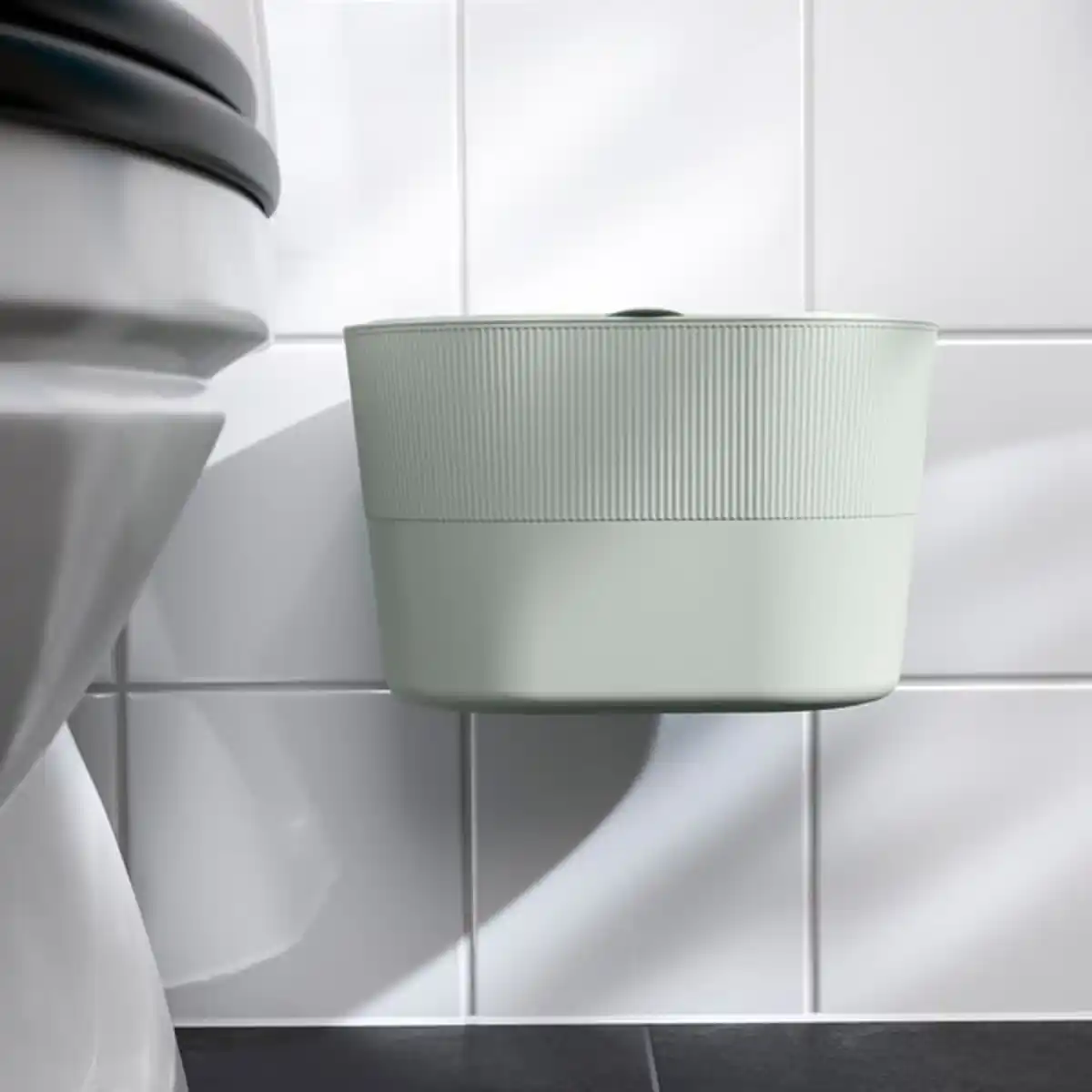 Bild 3 von KINNASJÖ Abfalleimer, mit Deckel selbstklebend/grün, 4 l