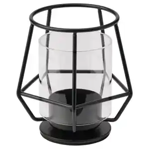 PÄRLBAND Teelichthalter, schwarz, 10 cm