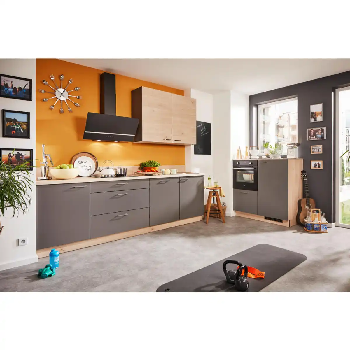 Bild 1 von Welnova Küchenleerblock, Anthrazit, Eiche, Metall, 270x120 cm, Made in Germany, in den Filialen seitenverkehrt erhältlich, Küchen, Küchenzeilen & Küchenblöcke, Küchenzeilen ohne Geräte