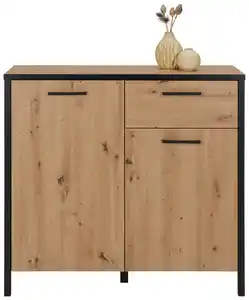 Kommode in Eichefarben/Schwarz, Schwarz, Eichefarben