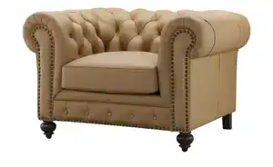 uno Ledersessel im Vintage-Look Chesterfield