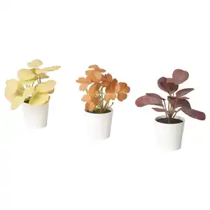FEJKA Topfpflanze, künstl/+Topf 3er-Set, drinnen/draußen Blätter, 6 cm